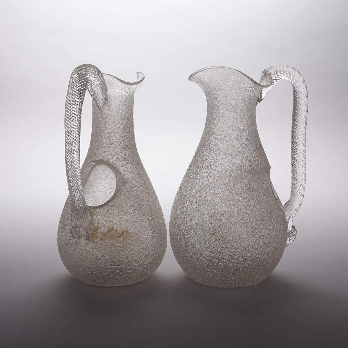 Pair of Victorian Overshot Glass Water Jugs, late 19th century