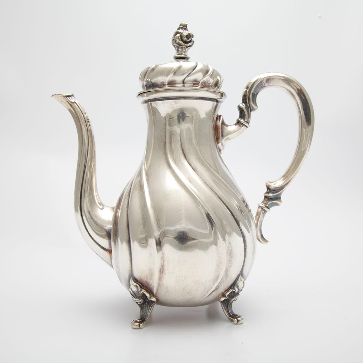 German Silver Coffee Pot, Wilhelm Binder, Schwäbisch Gmünd, early 20th century