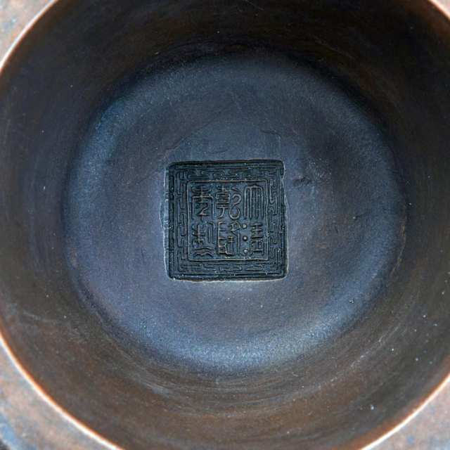 Pair of Stoneware Dragon Vases, Qianlong Mark