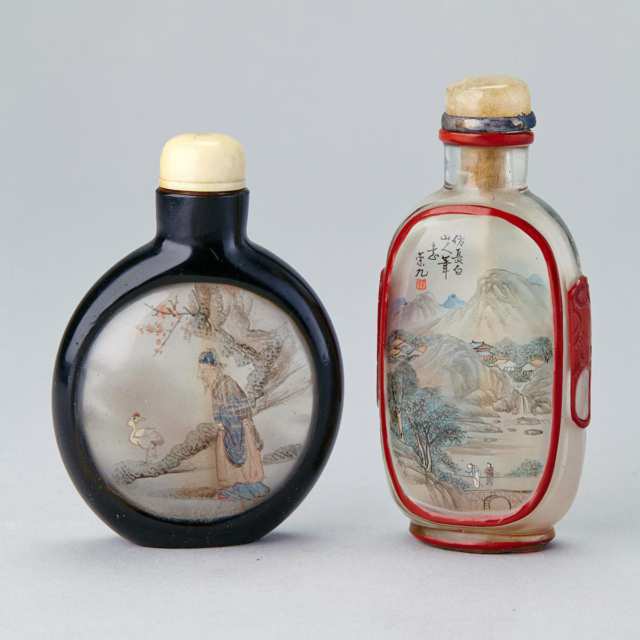 Two Interior Painted Snuff Bottles, Early 20th Century