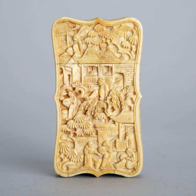 Export Ivory Carved Card Case, 19th Century 