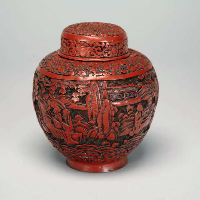 Cinnabar Lacquer Ginger Jar and Cover, Late Qing Dynasty