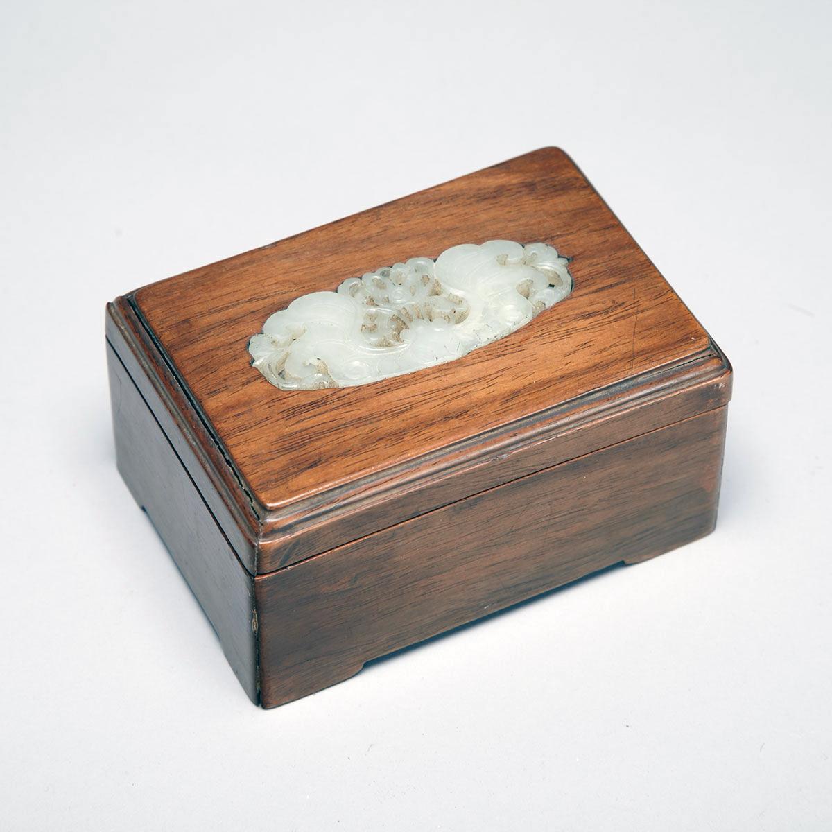 Hardwood Box and Cover with Jade Inlay