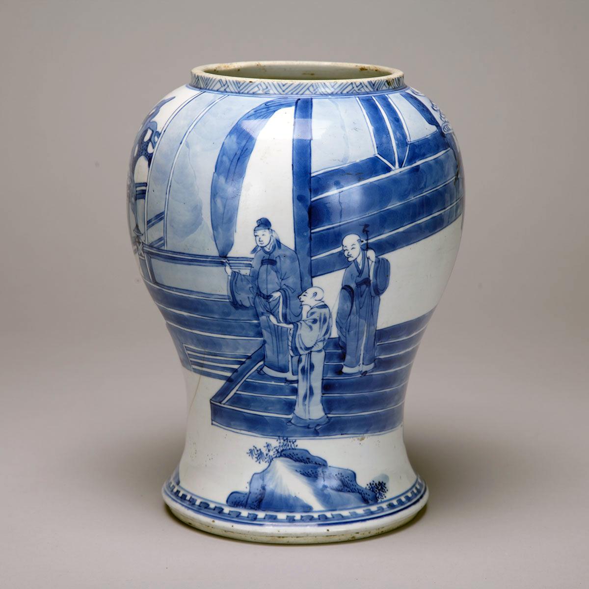 Blue and White ‘Figural’ Ginger Jar, 18th/19th Century