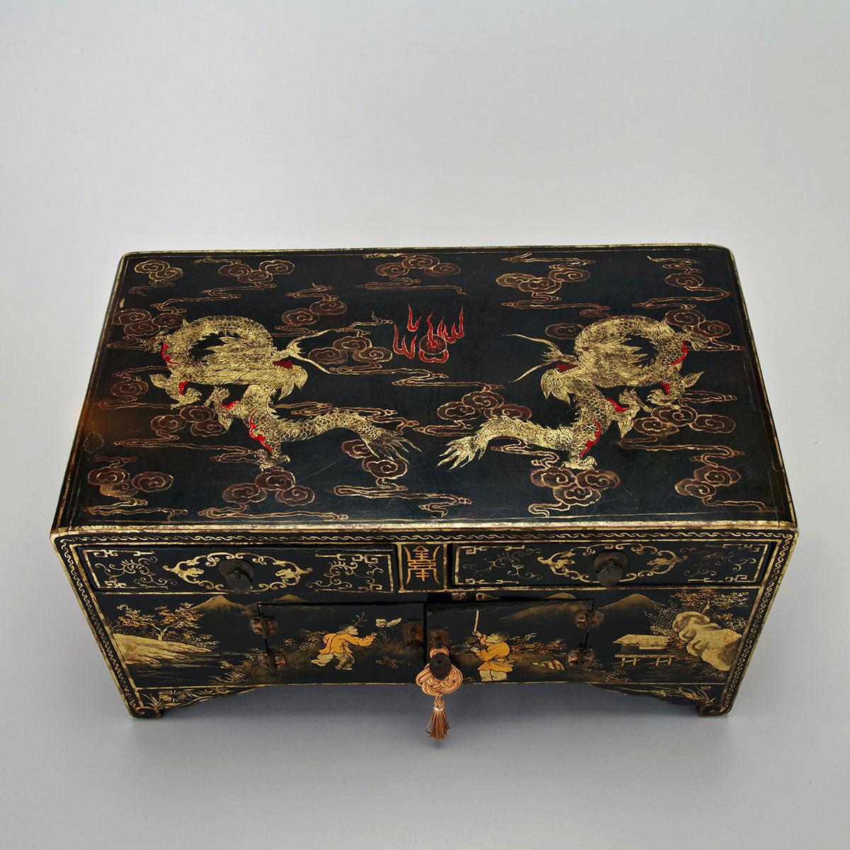 Black Lacquer ‘Dragon’ Storage Box, Early 20th Century