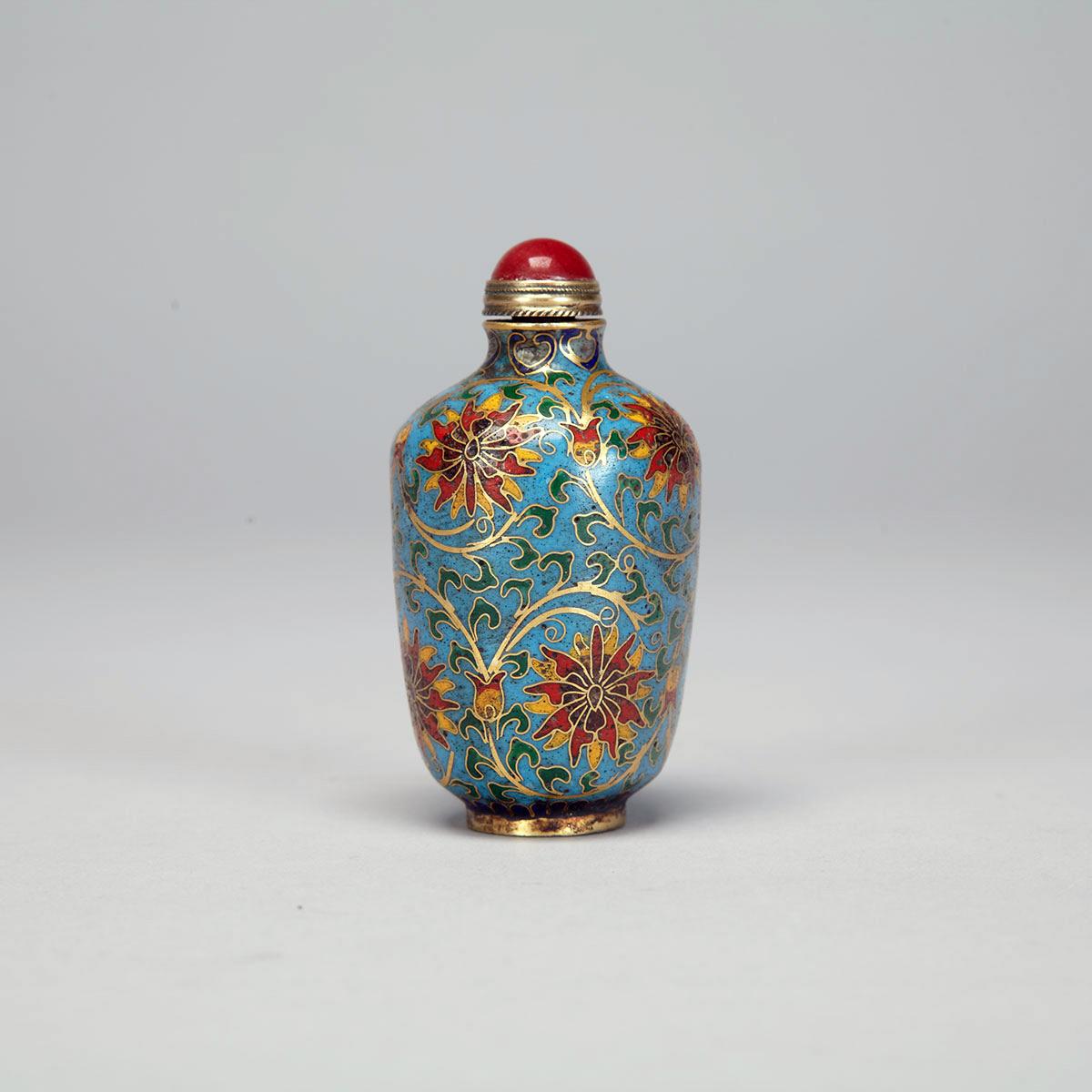 Cloisonné Enamel Snuff Bottle, Qianlong Mark