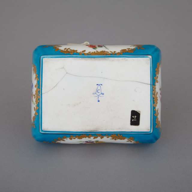 Sèvres Rectangular Bleu Celeste Ground Divided Box, 18th century