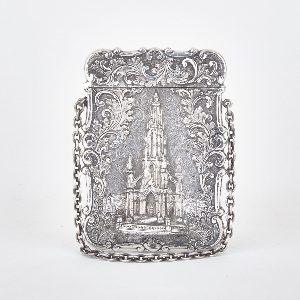 Victorian Silver ‘Castle Top’ Card Case, Nathaniel Mills, Birmingham, 1844