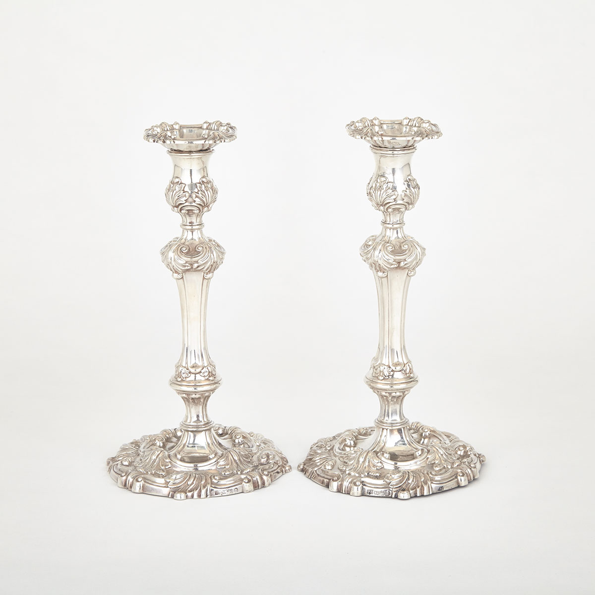 Pair of George III Silver Table Candlesticks, S.C. Younge & Co., Sheffield, 1813