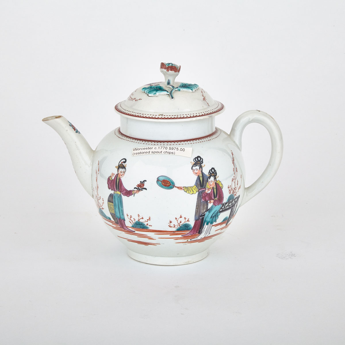 Worcester Chinese Figures Teapot, c.1770