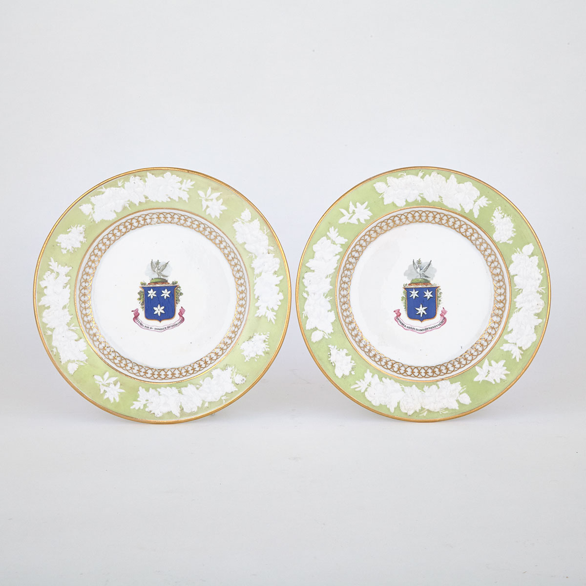 Pair of English Porcelain Armorial Plates, c.1825