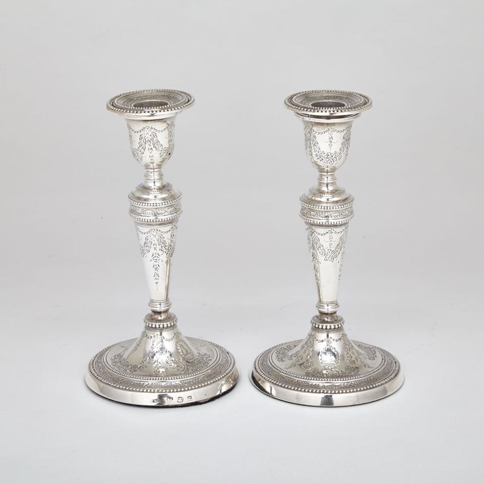 Pair of George III Silver Candlesticks, John Parsons & Co., Sheffield, 1784