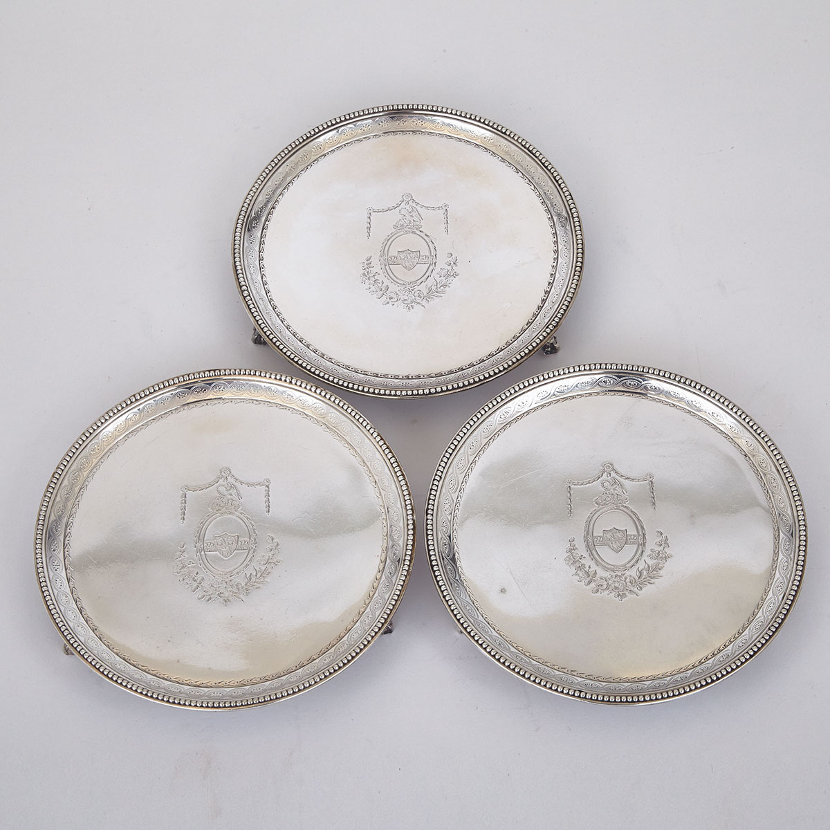 Set of Three George III Silver Salvers, London, 1781