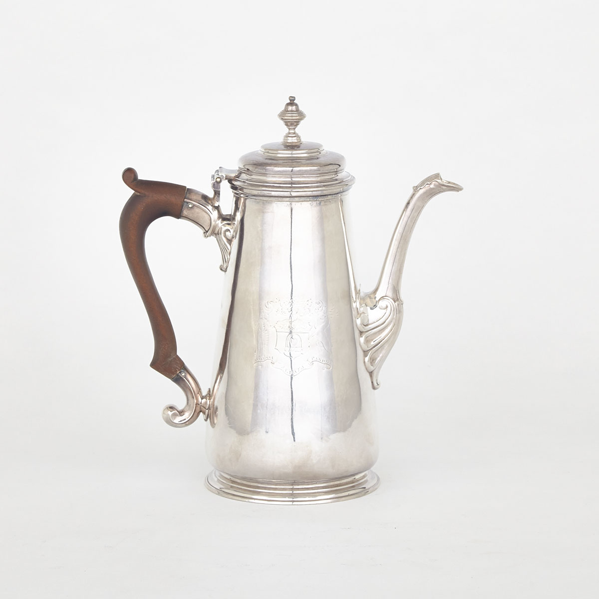 George II Silver Coffee Pot, John Barbe, London, 1737