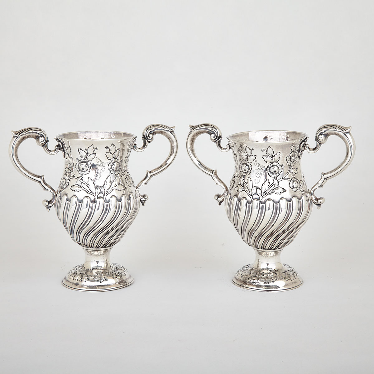 Pair George III Irish Silver Two-Handled Cups, Charles Townsend, Dublin, c.1770-75