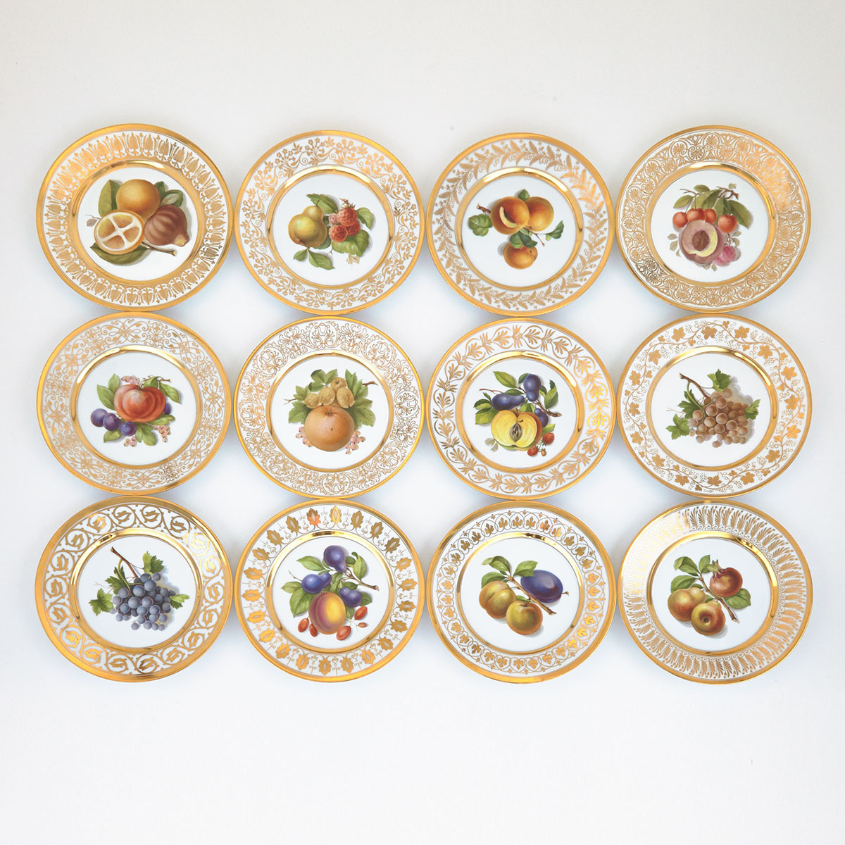 Set of Twelve Nymphenburg Pomological Dessert Plates, c.1900