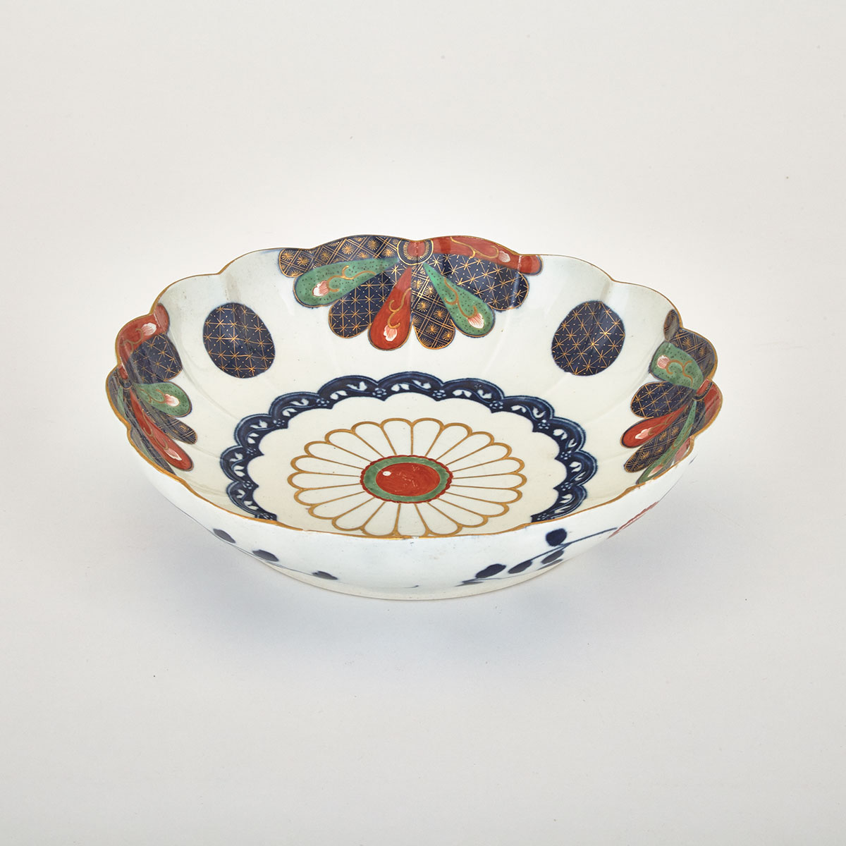 Worcester ‘Old Japan Fan’ Pattern Fluted Junket Dish, c.1770