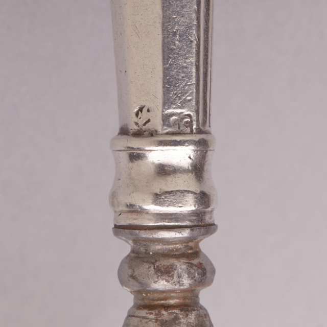 Twelve Continental Silver Knives, Twelve Forks and Eleven Spoons late 18th century