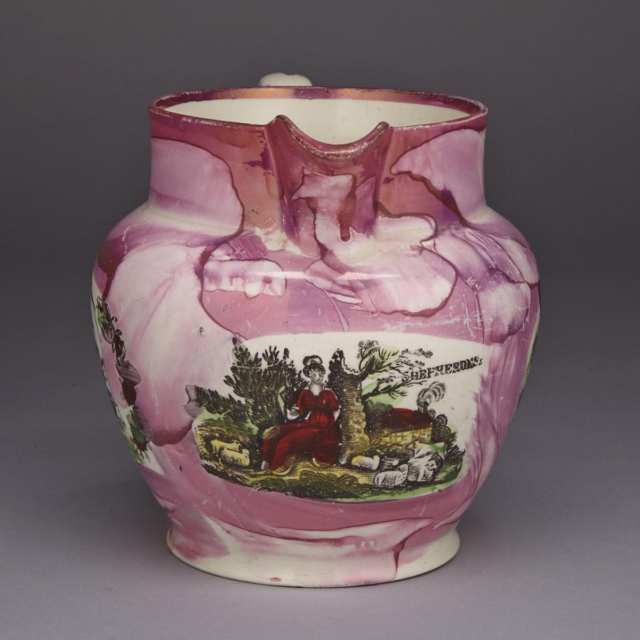 Sunderland Pink Lustre Jug, c.1830-40