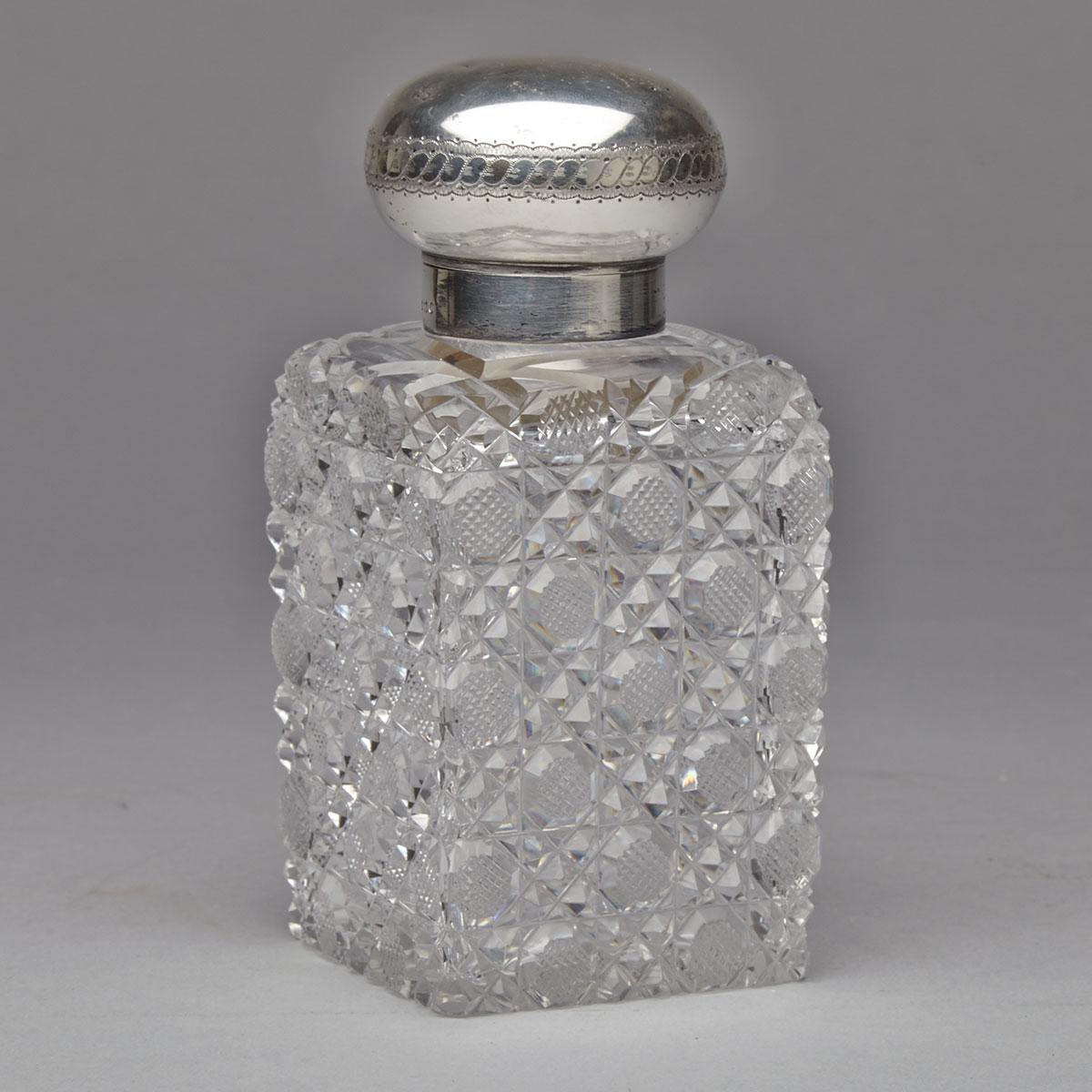 Victorian Silver Mounted Cut Glass Toilet Water Bottle, John Grinsell & Sons, Birmingham, 1887