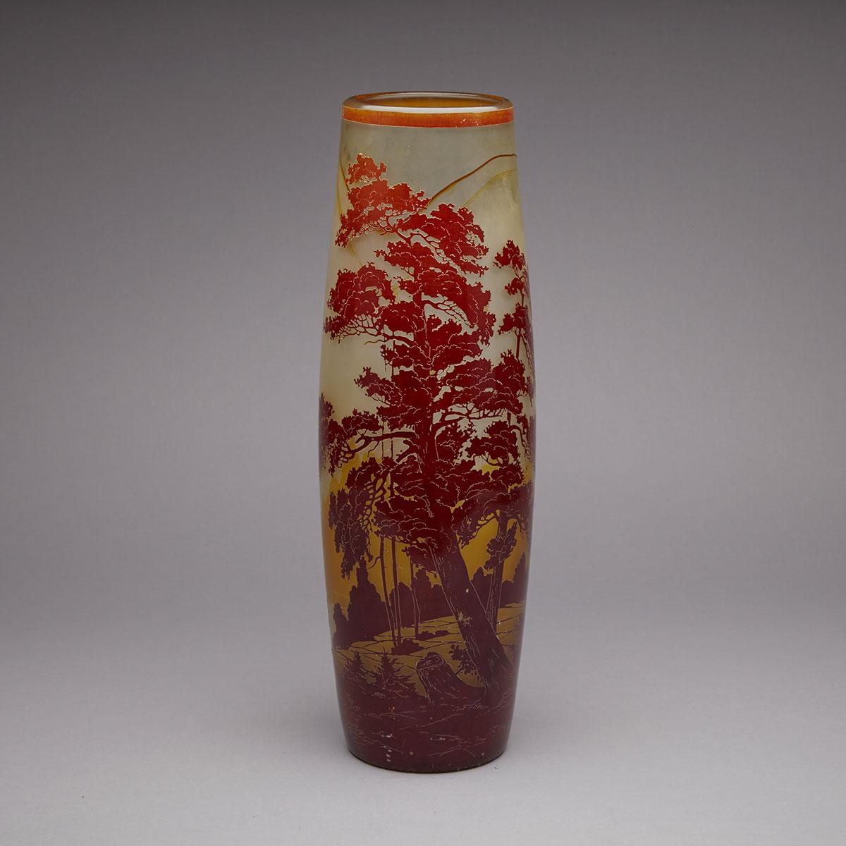 Cameo Glass Vase, probably French, early 20th century