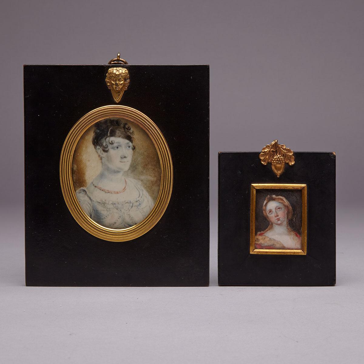 Two Continental School Portrait miniatures on Ivory,  early 19th century