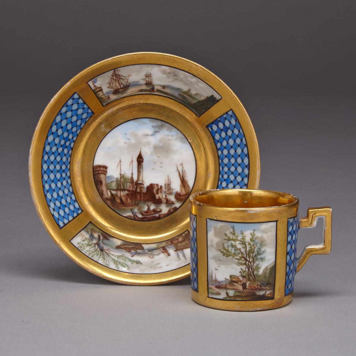 Wolfsohn Dresden Demi-Tasse Cup and Saucer, late 19th century