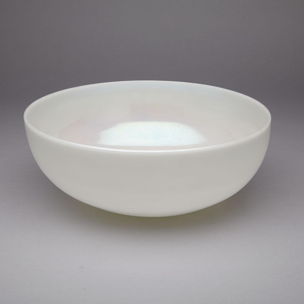 Steuben ‘Calcite’ Iridescent Opaque White Glass Bowl, c.1920