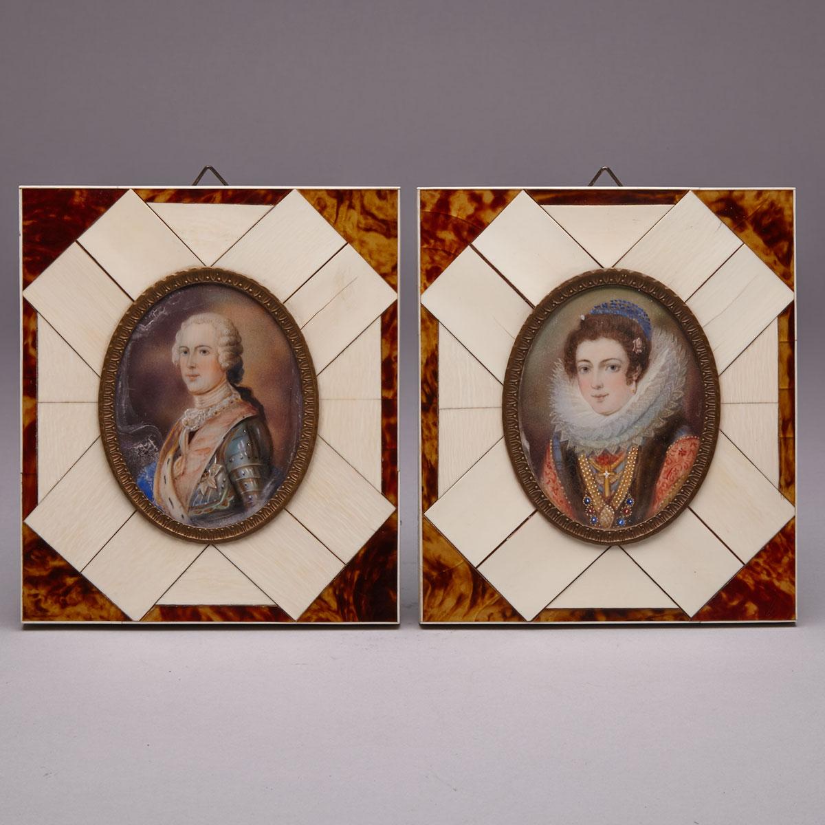 Two British Portrait Miniatures on Ivory, late 19th/early 20th century
