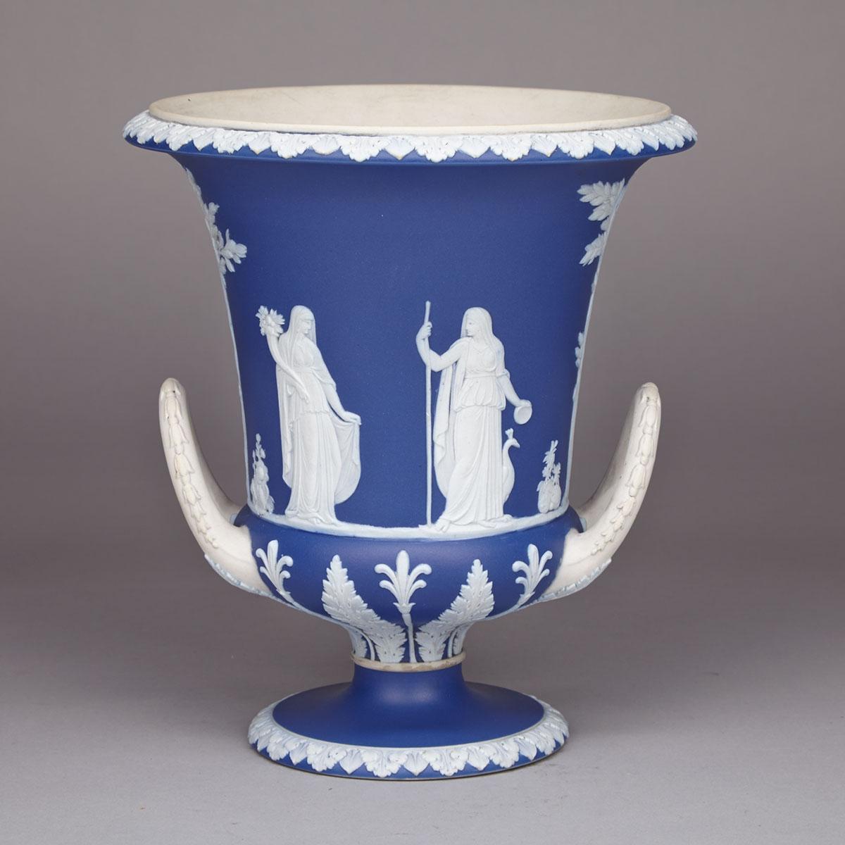 Wedgwood Blue Jasper-Dip Campana Shaped Vase, 19th century