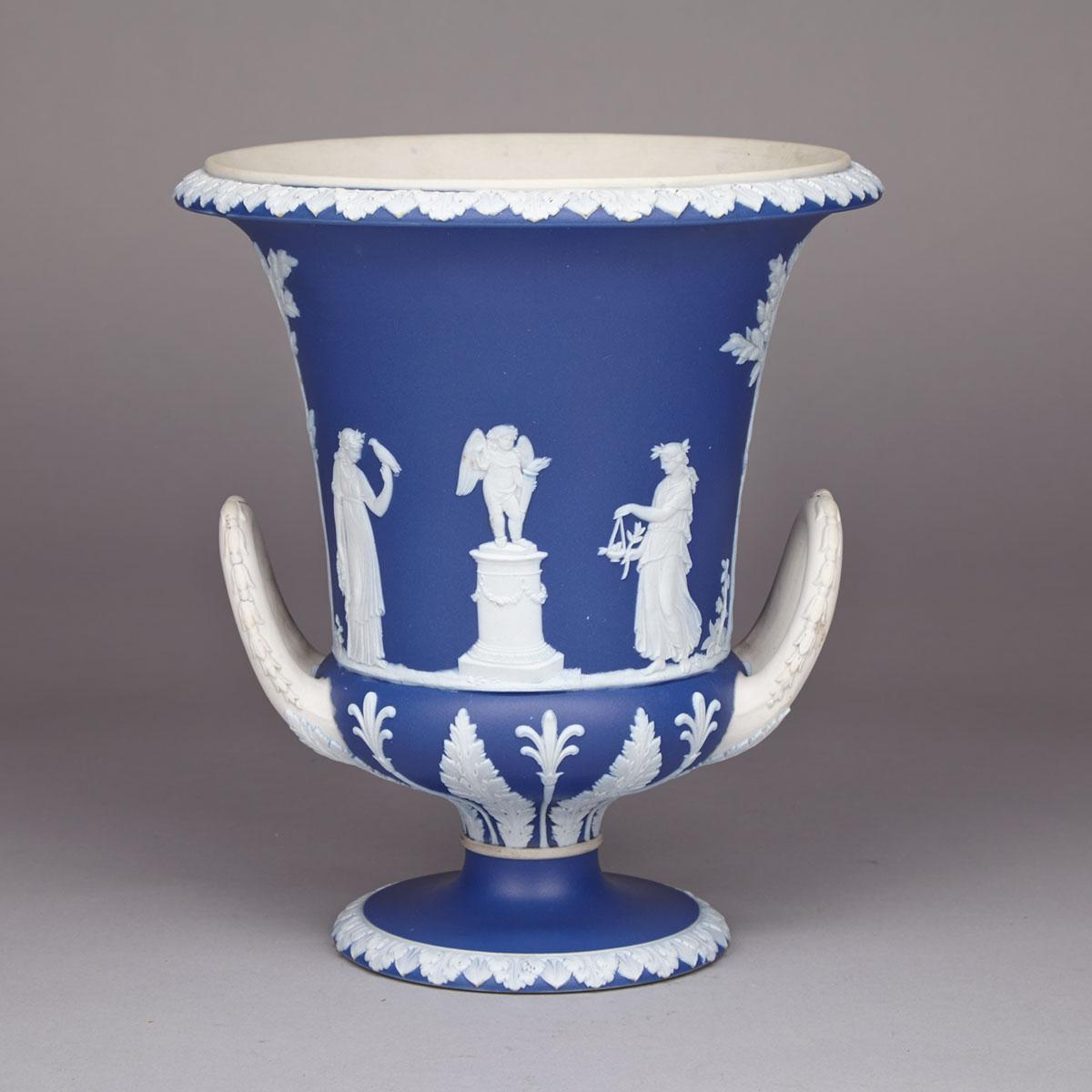 Wedgwood Blue Jasper-Dip Campana Shaped Vase, 19th century