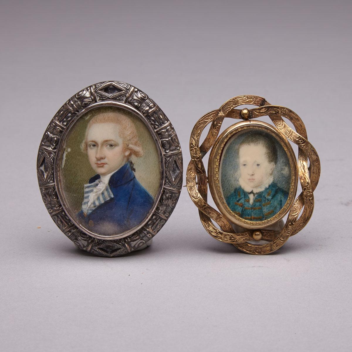Two British School Portrait Miniatures on Ivory, late 18th/early 19th century