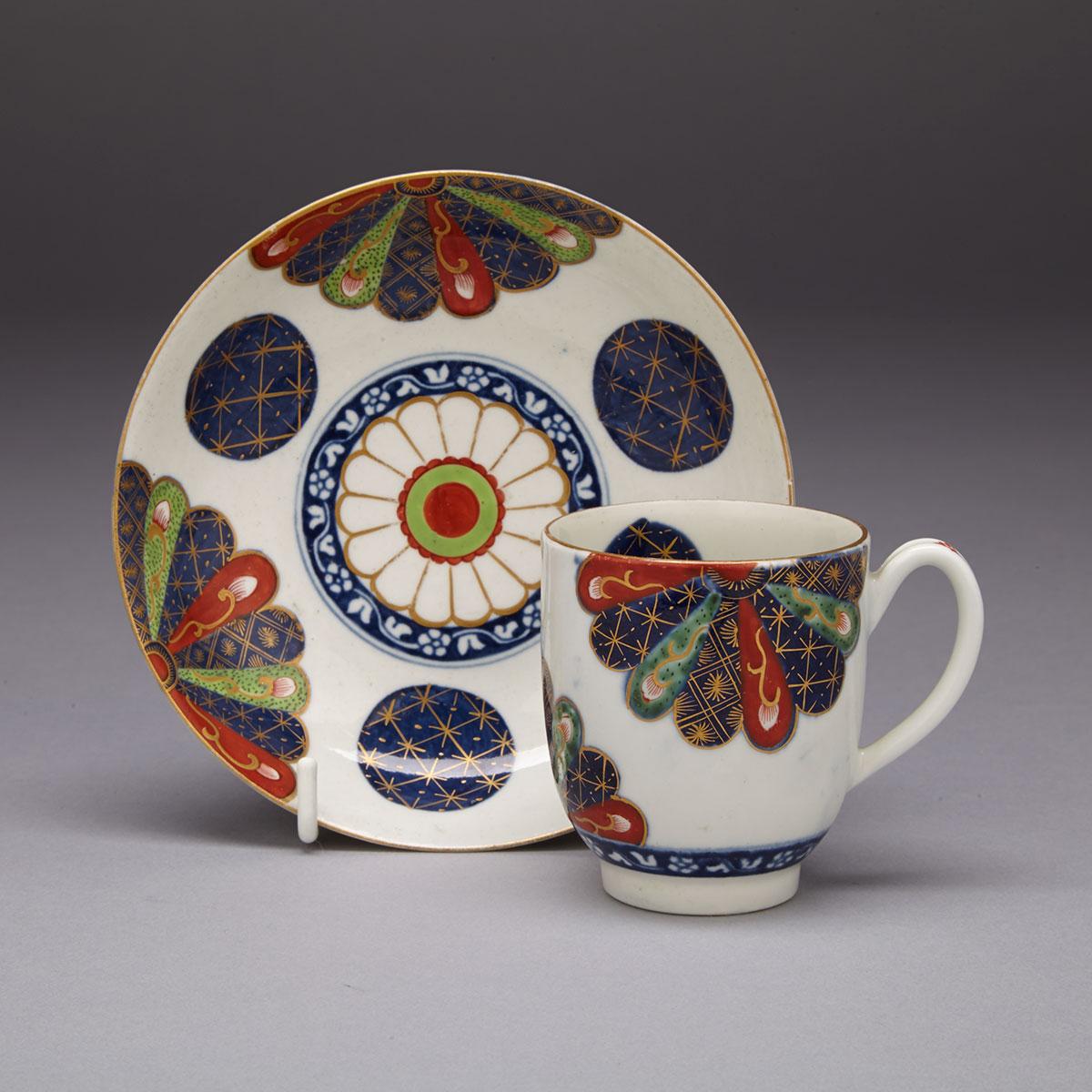 Worcester ‘Japan Fan’ Pattern Coffee Cup and Saucer, c.1775