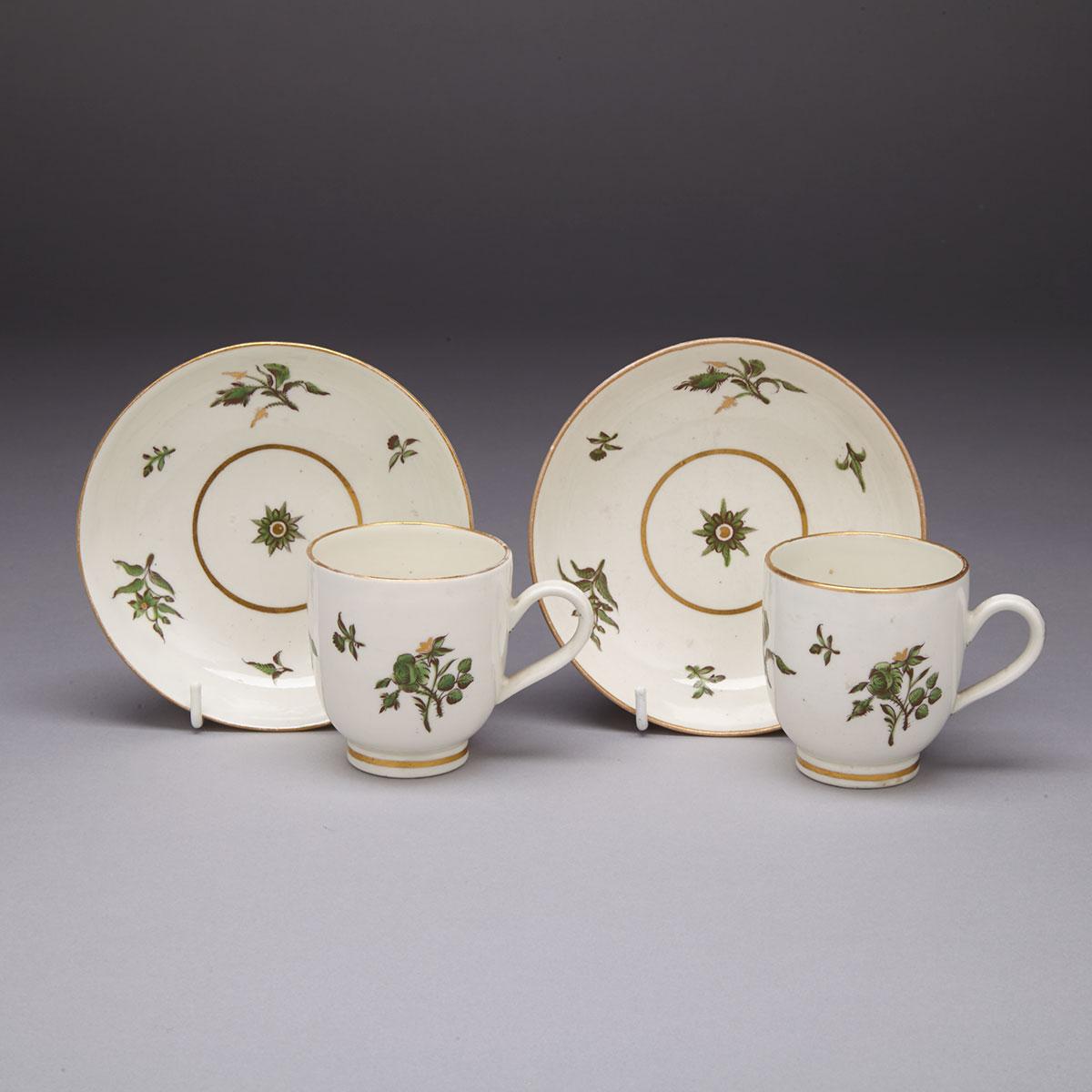 Pair of Worcester Coffee Cups and Saucers, c.1785-90