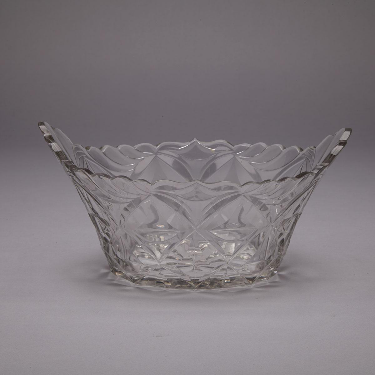 Anglo-Irish Cut Glass Oval Bowl, c.1800