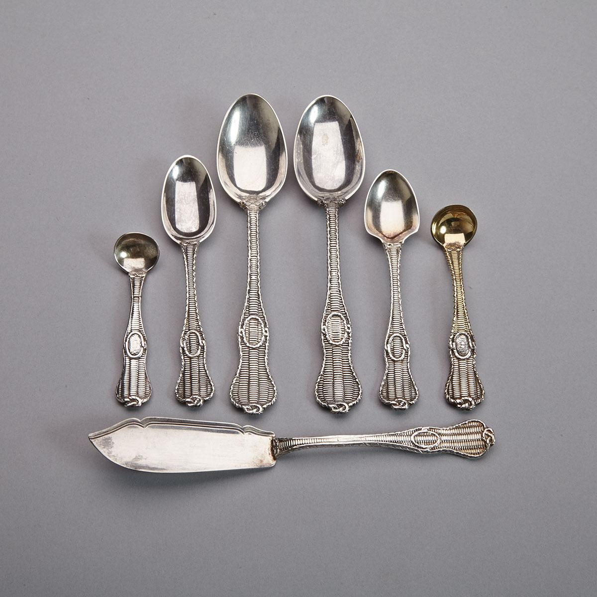 Victorian Silver ‘Basketweave’ Pattern Flatware, Francis Higgins, London, c.1850-67