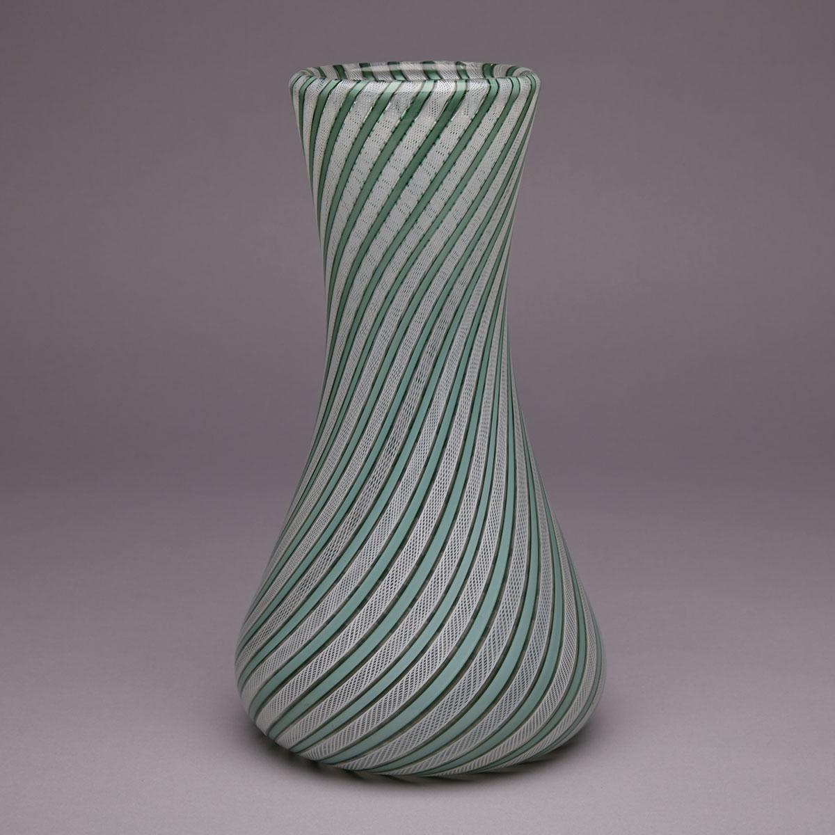 Murano Latticino Glass Vase, mid-20th century