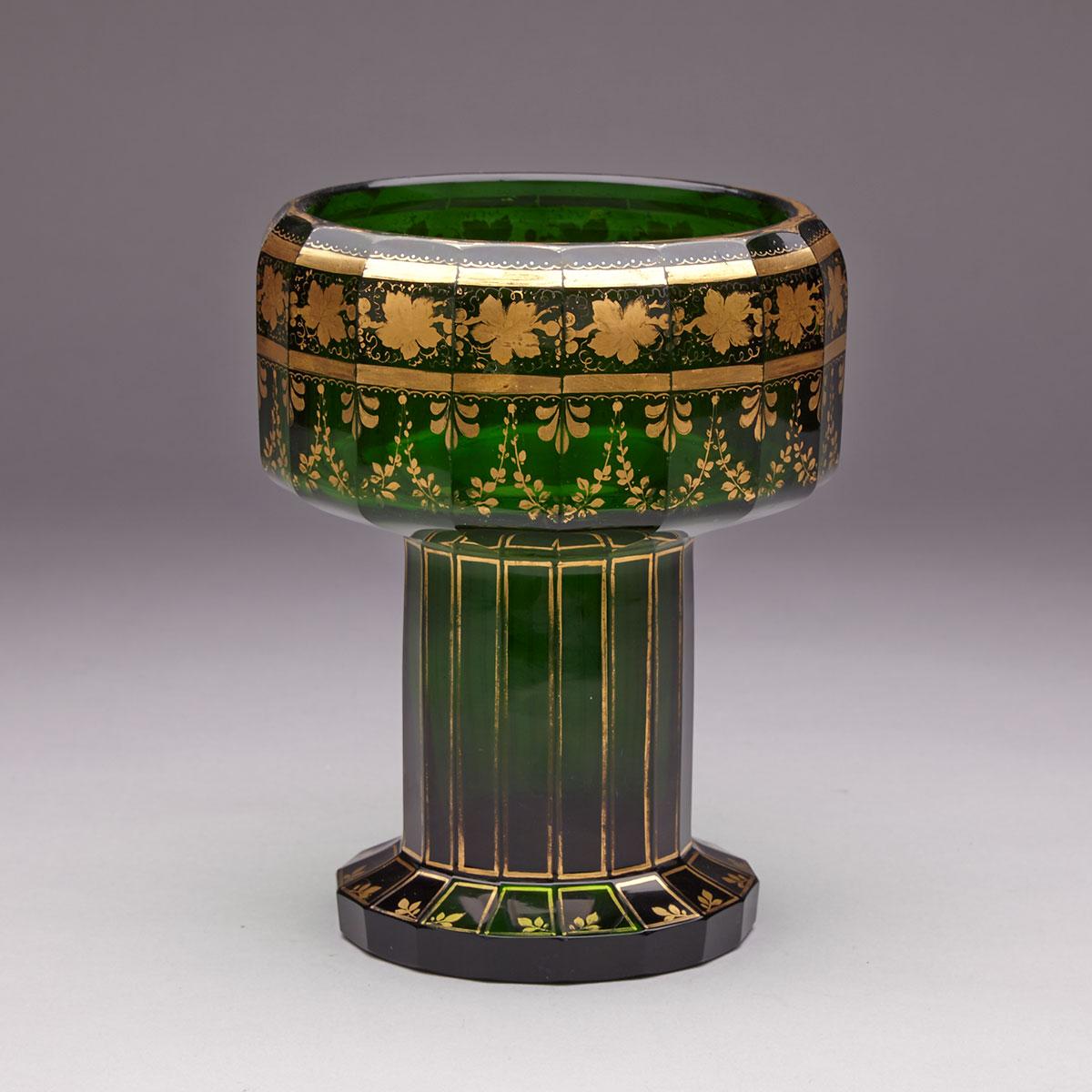 Bohemian Green Glass Vase, 19th century