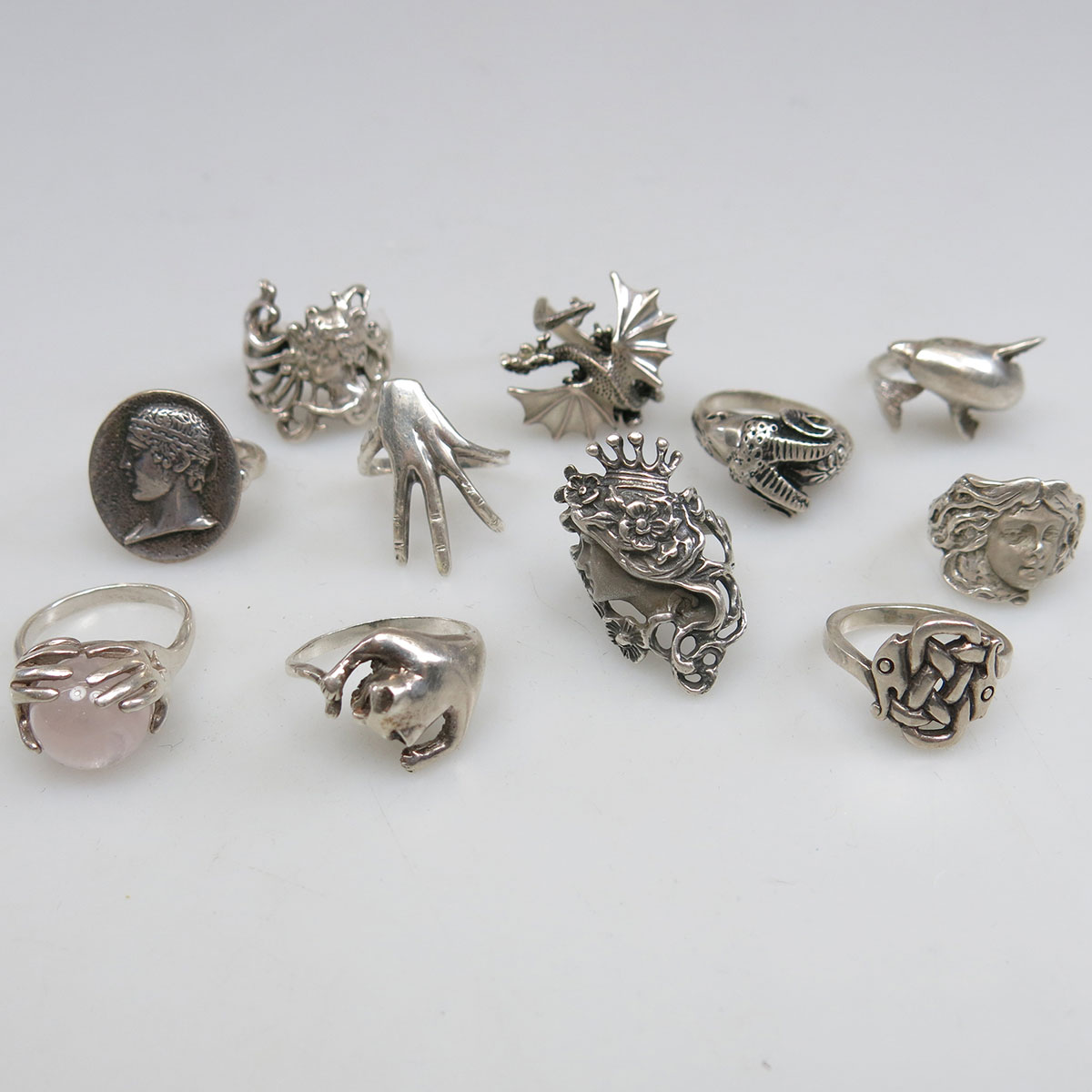 11 Various Silver Rings