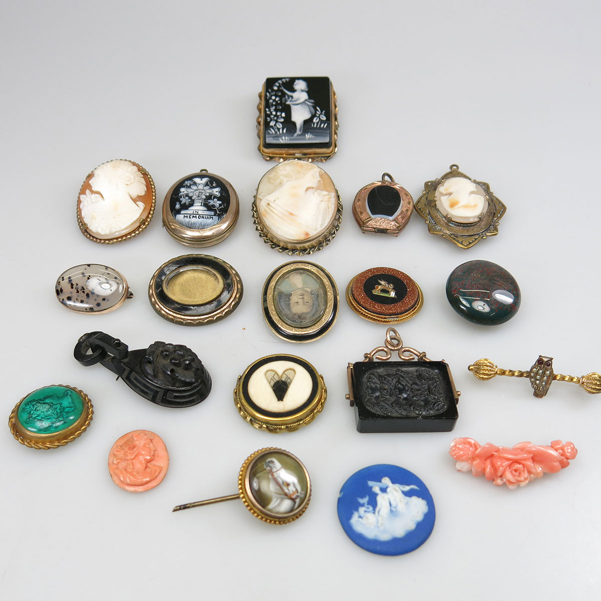 Small Quantity Of Gold-Filled Lockets, Fobs And Pins