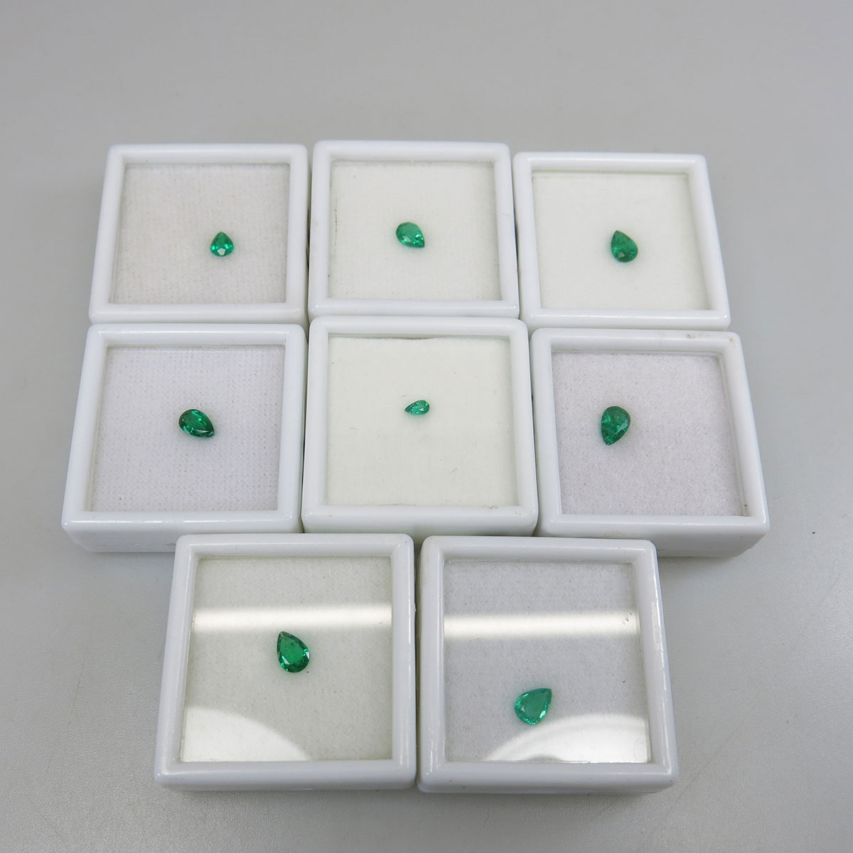 8 Unmounted Pear Cut Emeralds