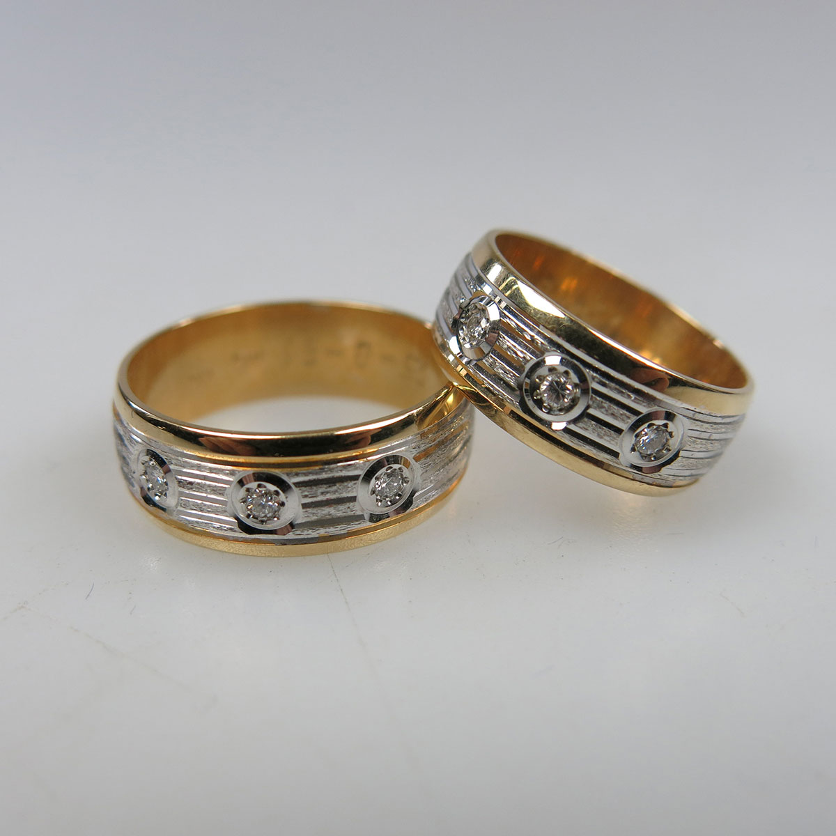 18k Yellow And White Gold Men’s And Lady’s Wedding Bands
