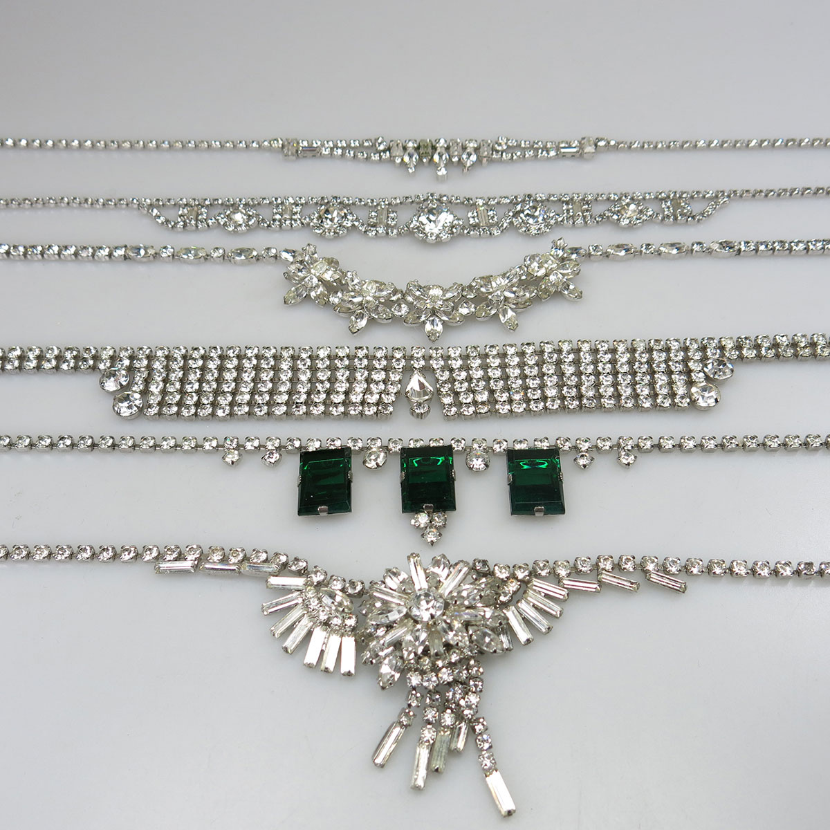 7 Various Clear Rhinestone Necklaces