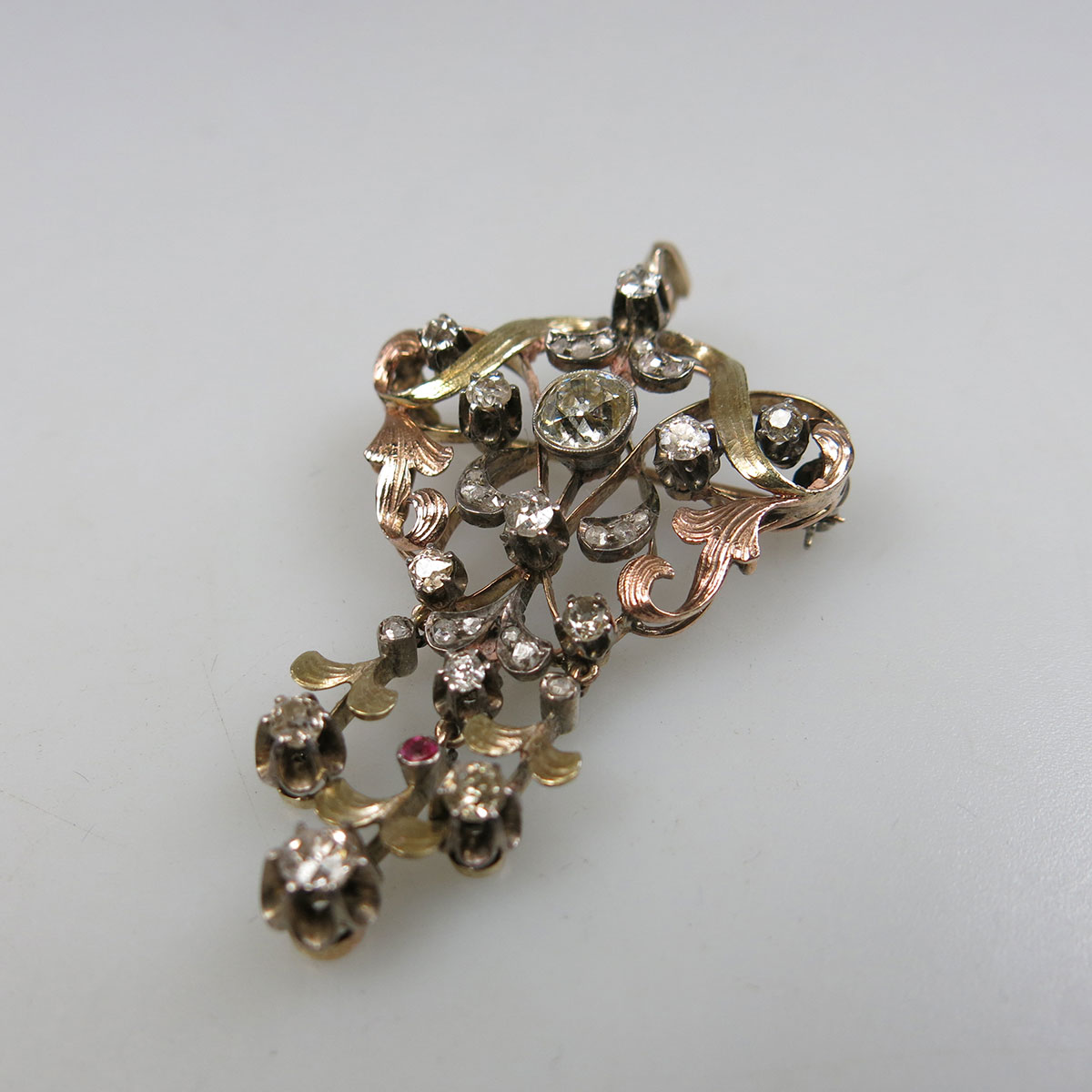 14k Yellow Gold And Silver Brooch/Pendant