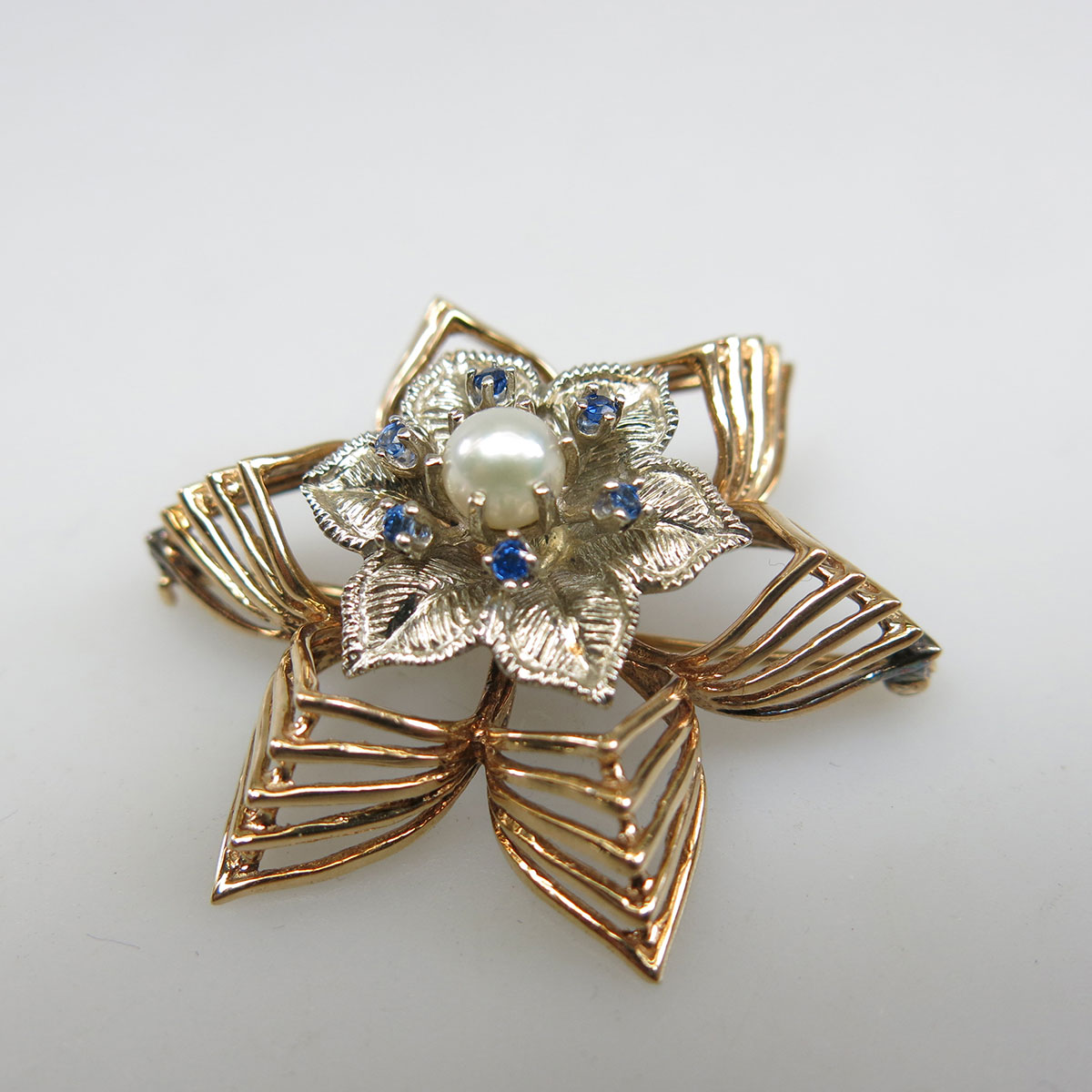 14k Yellow And White Gold Floral Brooch