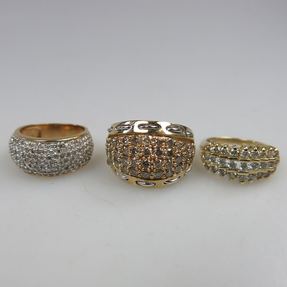 3 x 14k Yellow And White Gold Rings