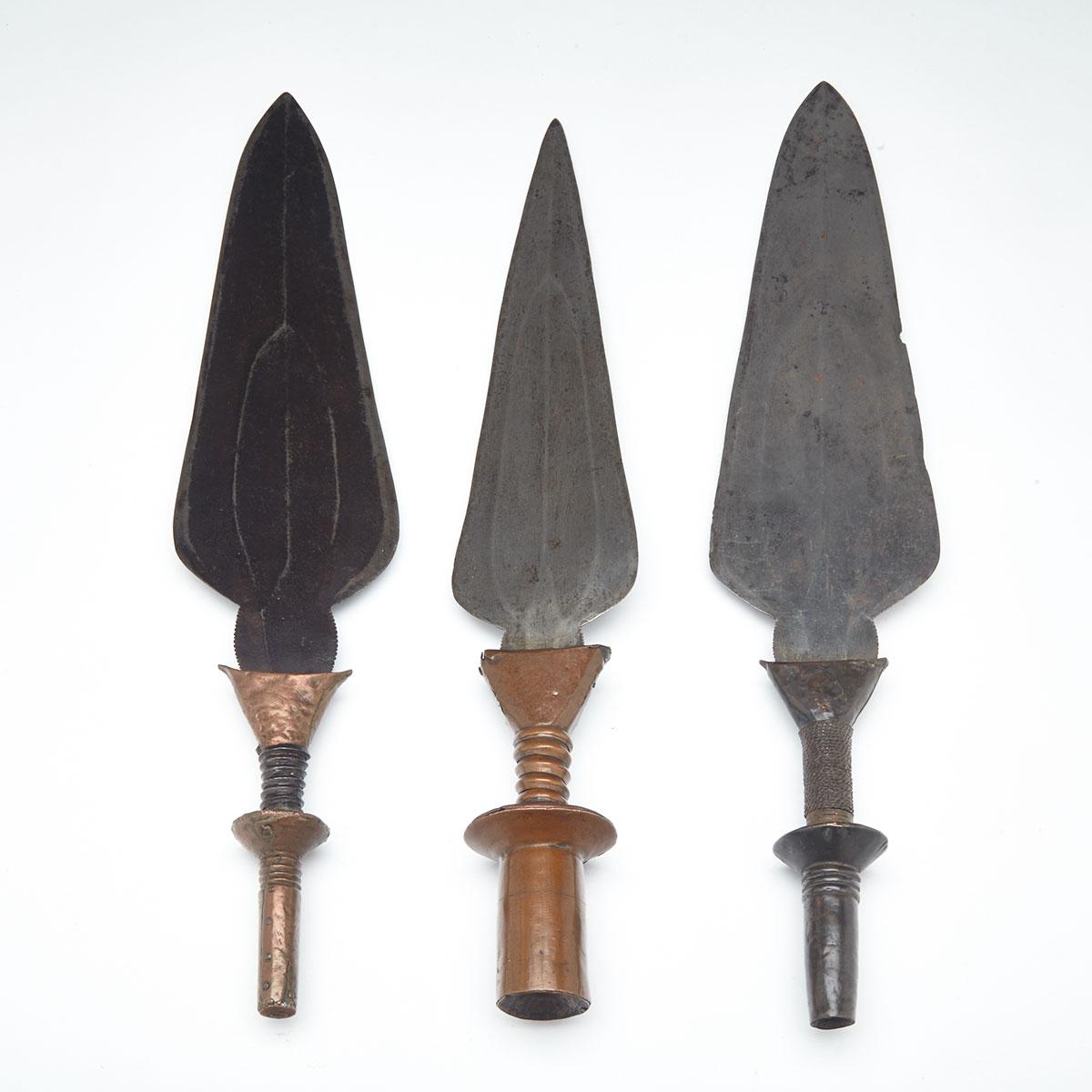 Three African Konda Short Swords, 19th/20th century