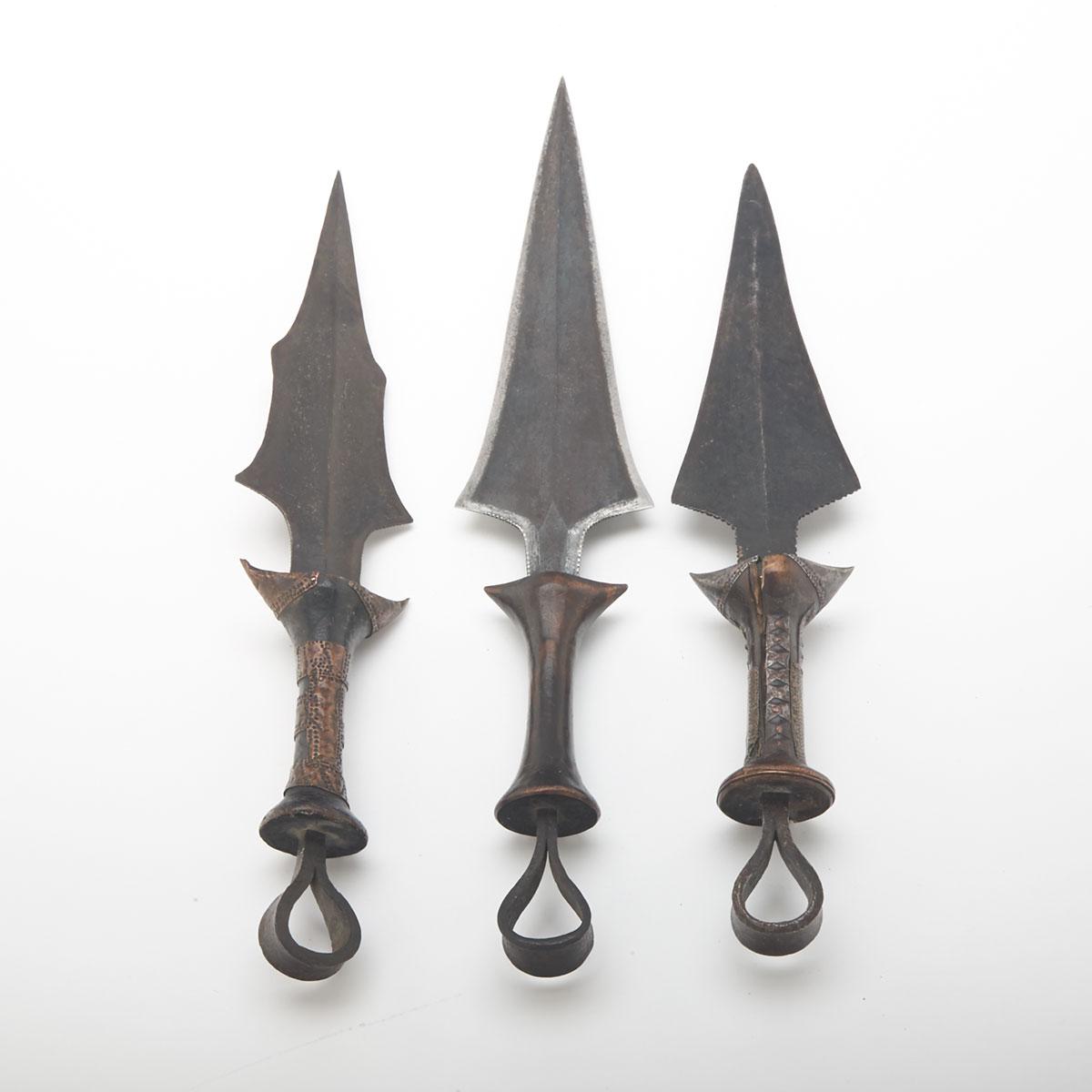 Three African Tetela Daggers, Zaire, 19th/early 20th century