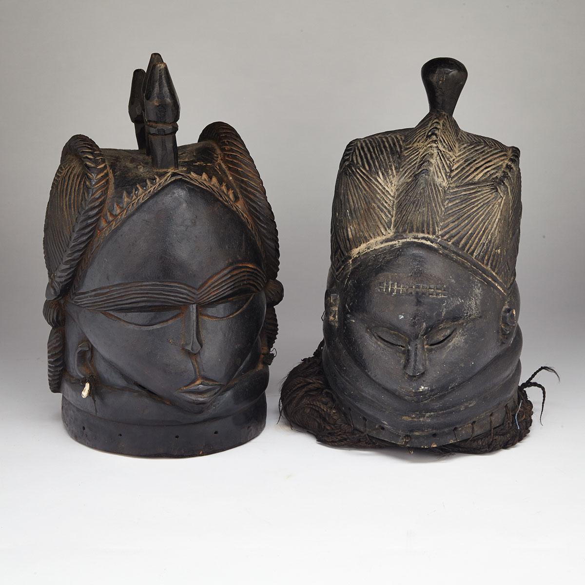 Two African Mendi (Mende) Ritual Masks, 20th century