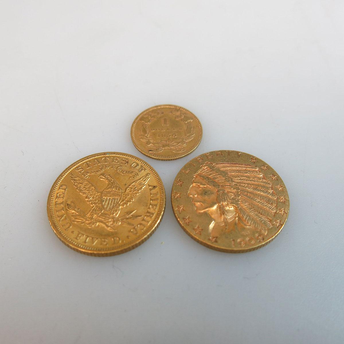 Two American $5 Gold Half Eagle Coins